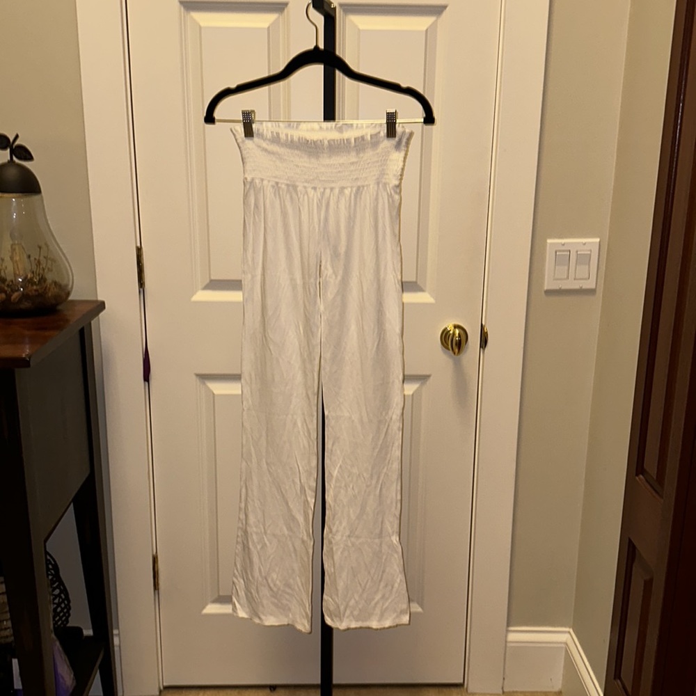 LAmade Bobi Smocked Waist Wide Leg Pant in White - Picture 5 of 16